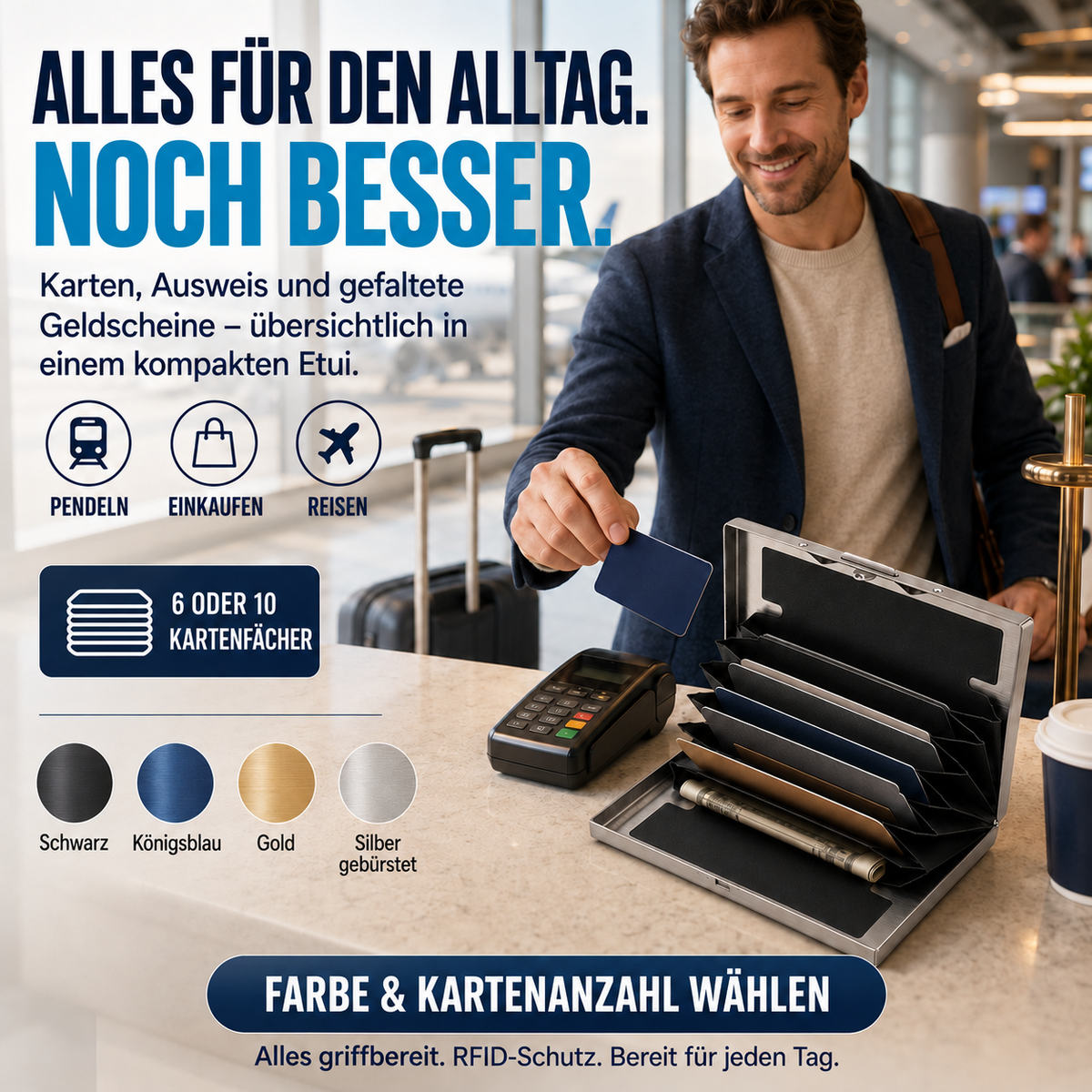 RFID-blockierendes Kartenetui aus Edelstahl – übersichtlich, sicher und kompakt 🔒