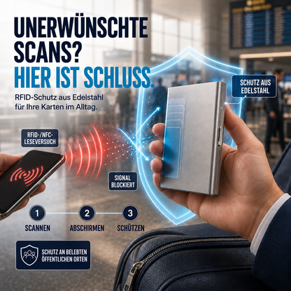 RFID-blockierendes Kartenetui aus Edelstahl – übersichtlich, sicher und kompakt 🔒