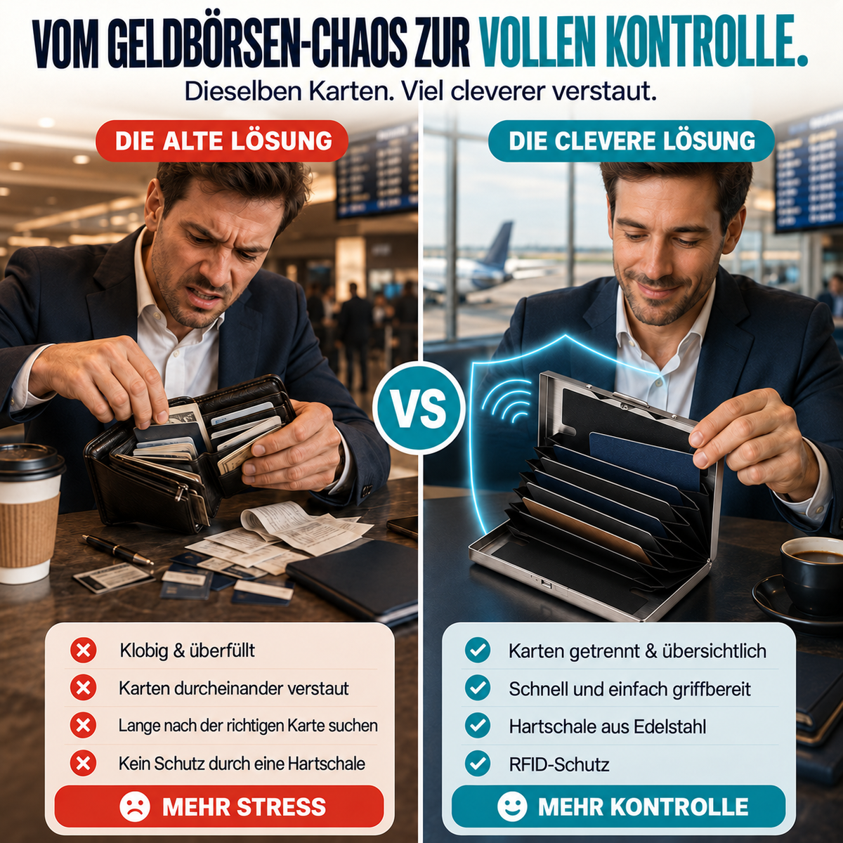 RFID-blockierendes Kartenetui aus Edelstahl – übersichtlich, sicher und kompakt 🔒