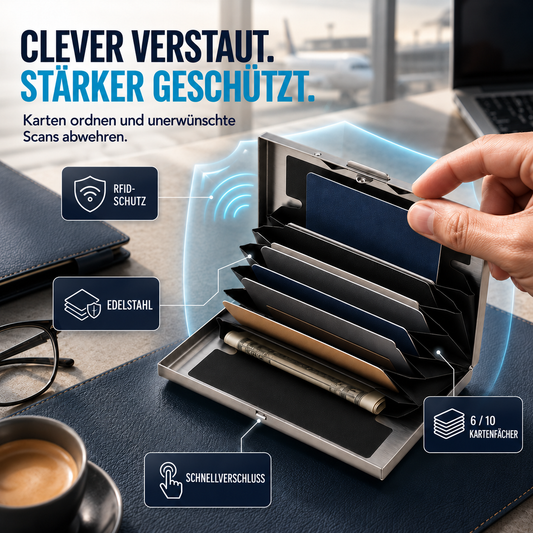 RFID-blockierendes Kartenetui aus Edelstahl – übersichtlich, sicher und kompakt 🔒